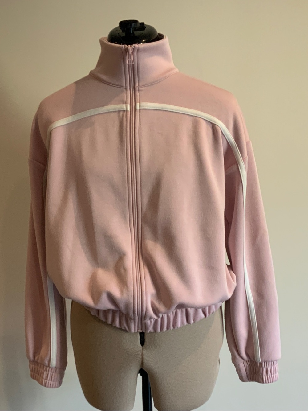 IDEOLOGY Light Pink Zip-Up Bomber Jacket with White Trim